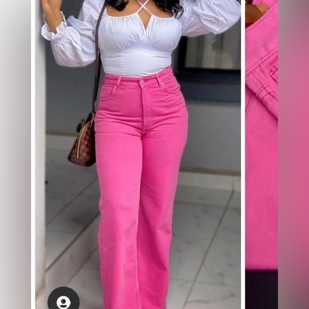 Pink boot cut jeans